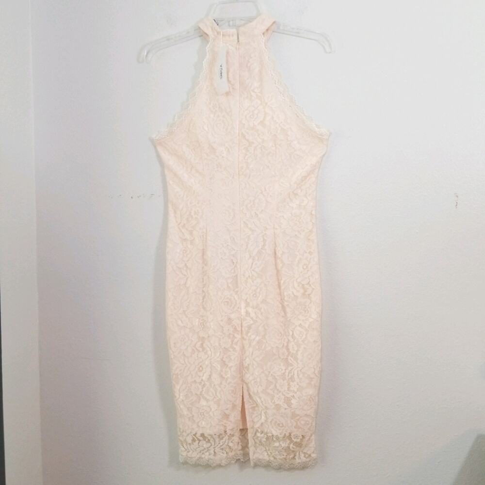 NWT Yoins pastel pink lace bodycon halter dress S - Picture 11 of 16